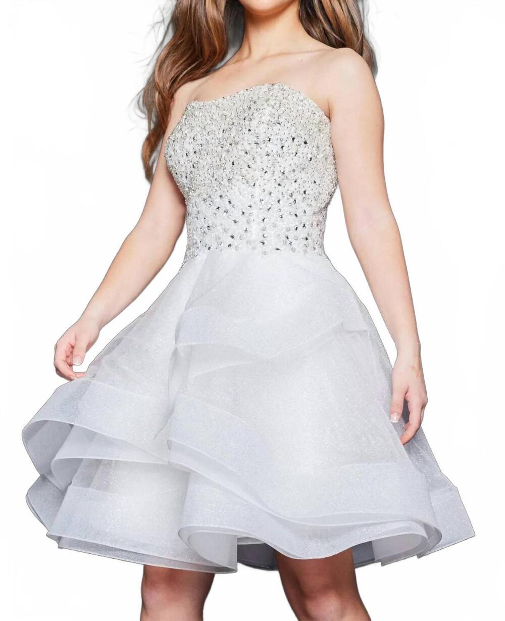 NEW JOVANI fit and flare short dress in ivory